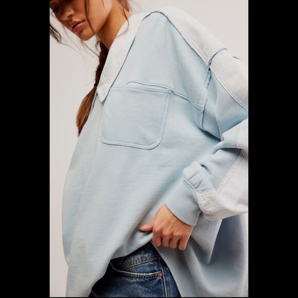 FREE PEOPLE Madeleine Sweatshirt / Winter Sky Combo - Picture 2 of 3